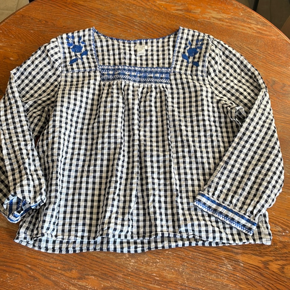 J crew blue and white top xxl